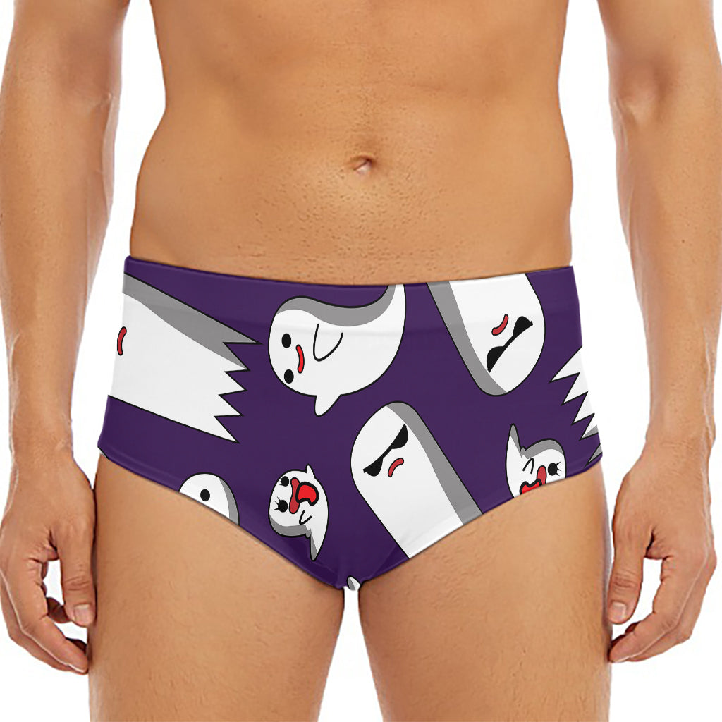Cartoon Ghost Pattern Print Men's Triangle Swim Briefs