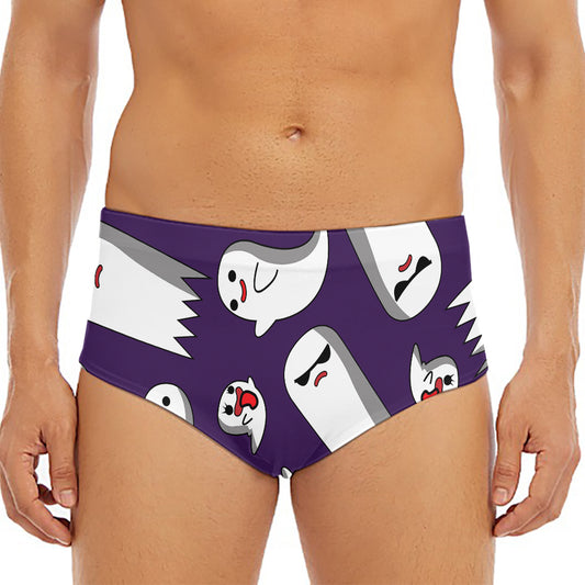 Cartoon Ghost Pattern Print Men's Triangle Swim Briefs