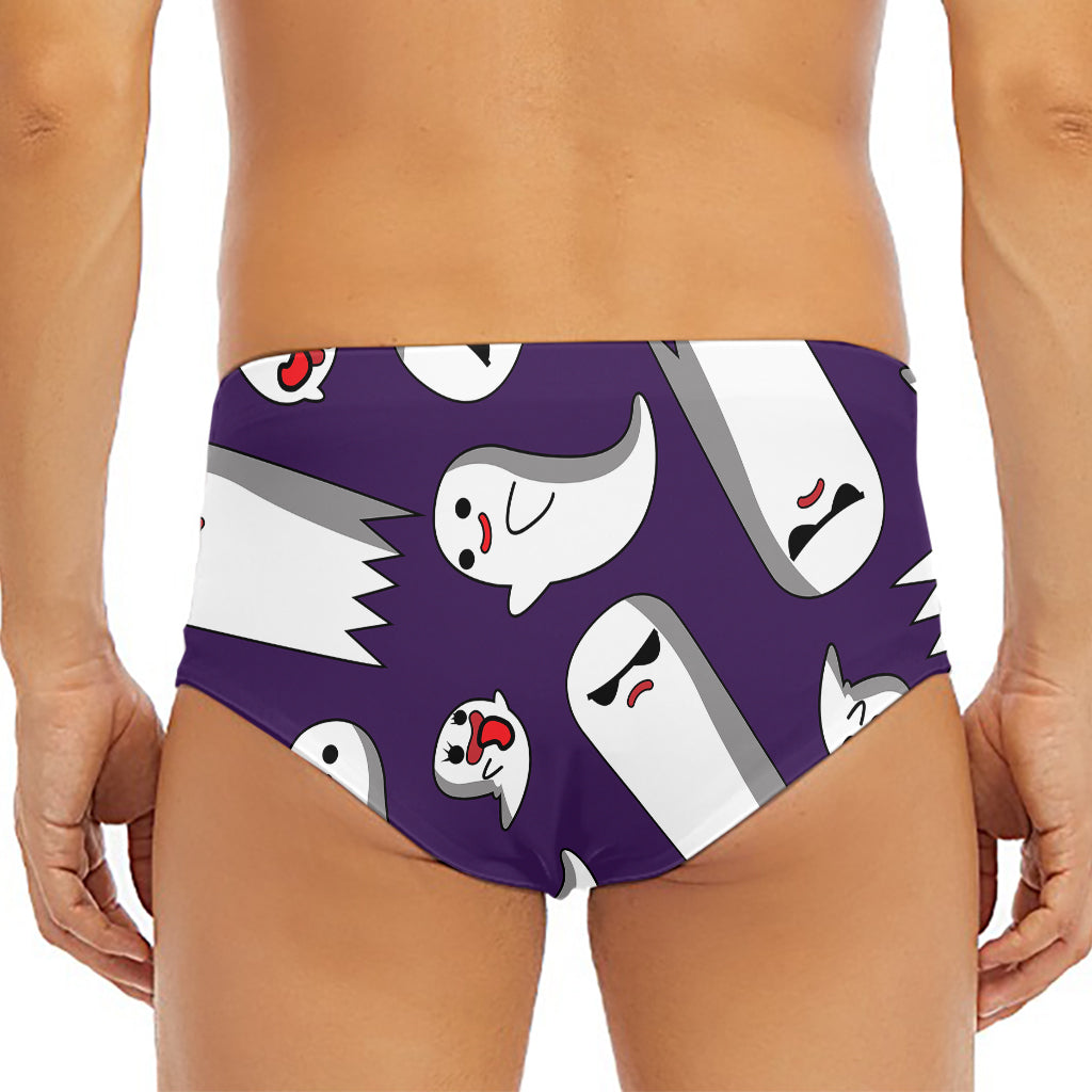 Cartoon Ghost Pattern Print Men's Triangle Swim Briefs