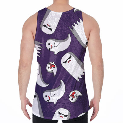Cartoon Ghost Pattern Print Men's Velvet Tank Top