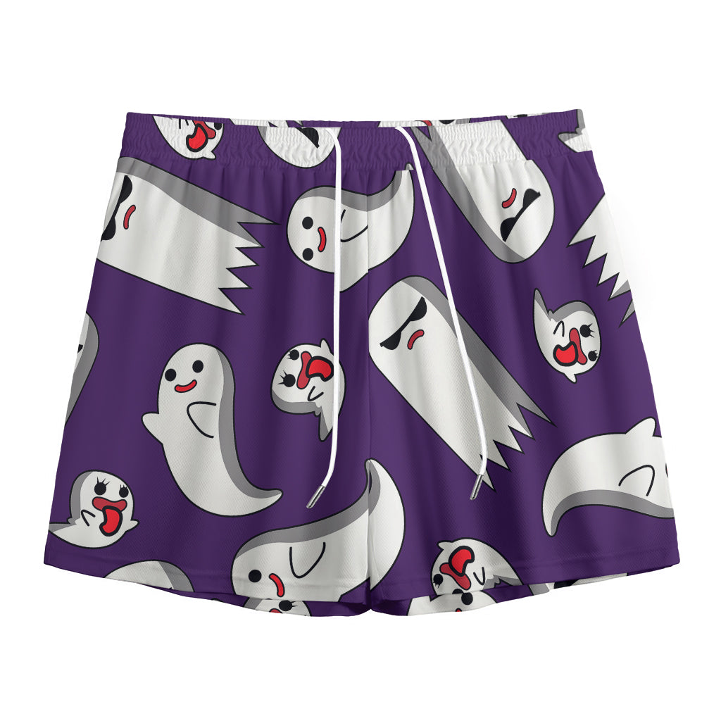 Cartoon Ghost Pattern Print Mesh Shorts