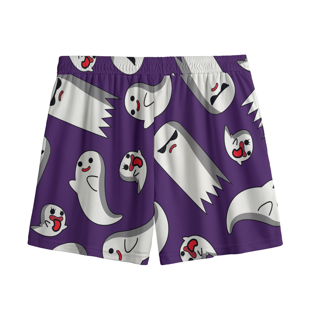 Cartoon Ghost Pattern Print Mesh Shorts