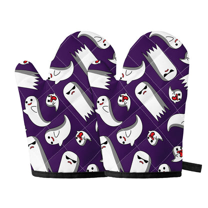 Cartoon Ghost Pattern Print Oven Mitts