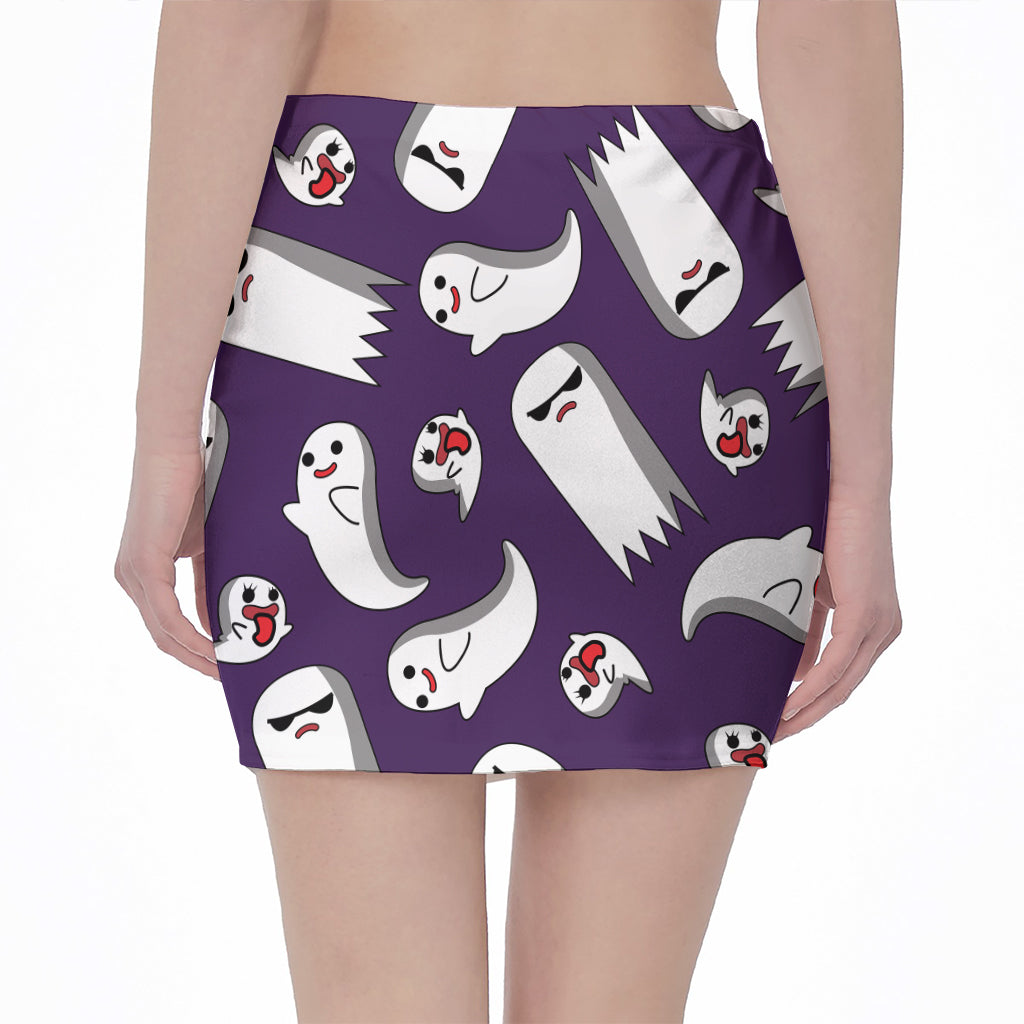 Cartoon Ghost Pattern Print Pencil Mini Skirt