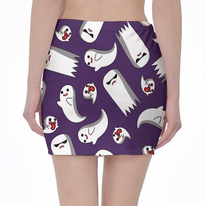 Cartoon Ghost Pattern Print Pencil Mini Skirt