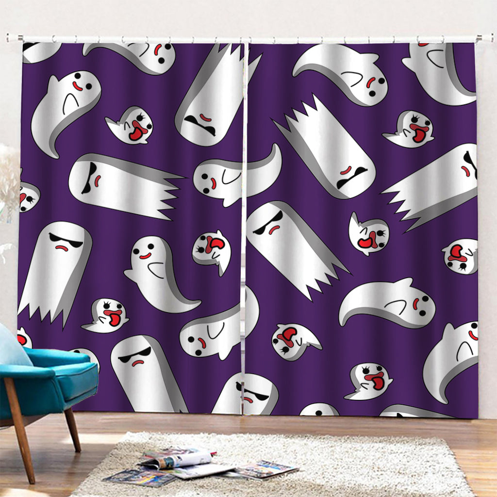 Cartoon Ghost Pattern Print Pencil Pleat Curtains