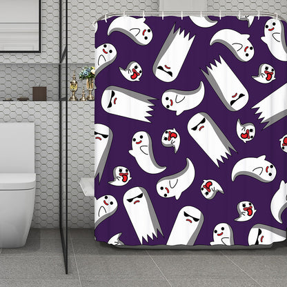 Cartoon Ghost Pattern Print Polyester Shower Curtain