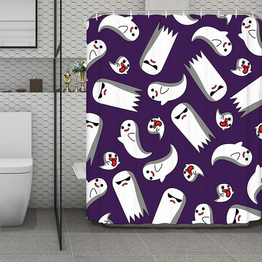 Cartoon Ghost Pattern Print Polyester Shower Curtain
