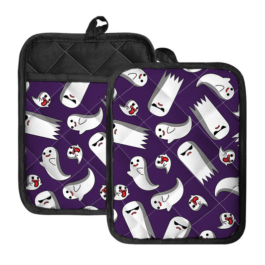 Cartoon Ghost Pattern Print Pot Holders With Pocket