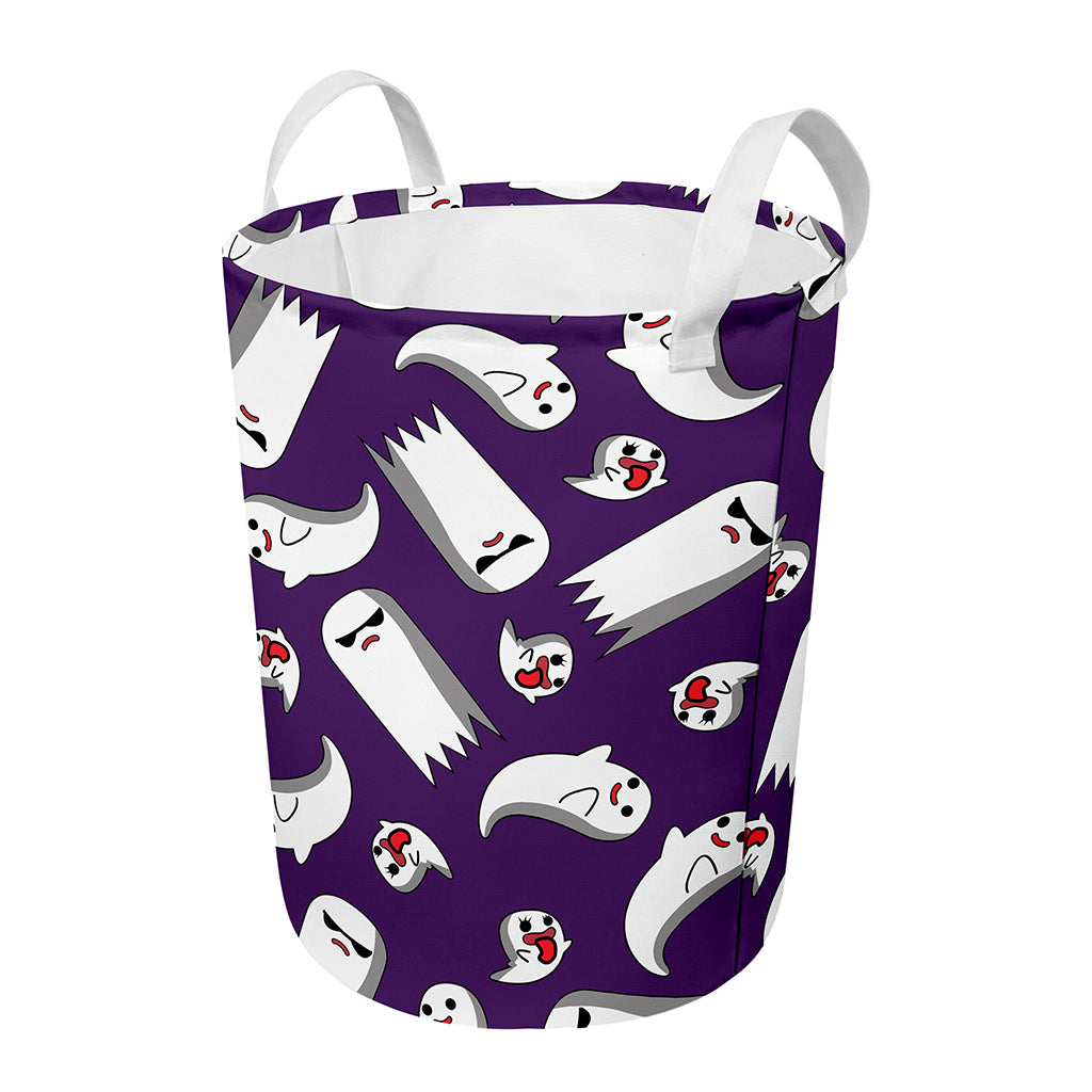 Cartoon Ghost Pattern Print Round Laundry Basket
