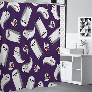 Cartoon Ghost Pattern Print Shower Curtain