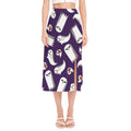 Cartoon Ghost Pattern Print Side Slit Midi Skirt