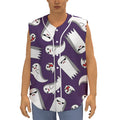Cartoon Ghost Pattern Print Sleeveless Baseball Jersey