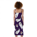 Cartoon Ghost Pattern Print Slim Fit Midi Cami Dress