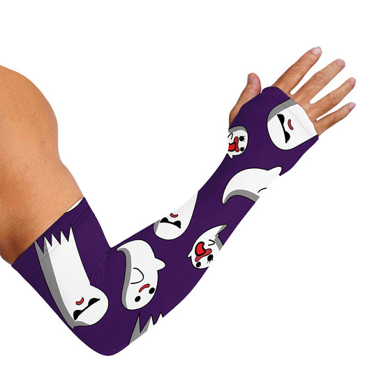 Cartoon Ghost Pattern Print Sun Protection Arm Sleeves