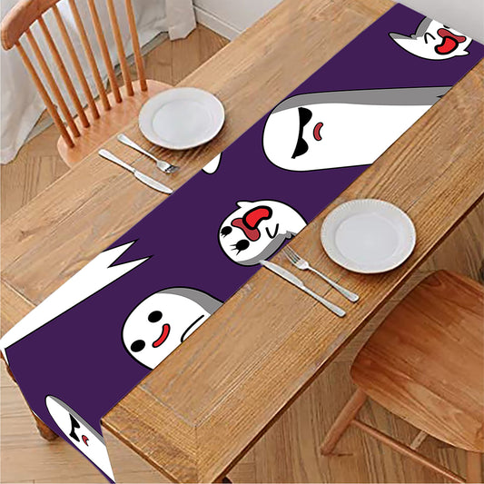 Cartoon Ghost Pattern Print Table Runner