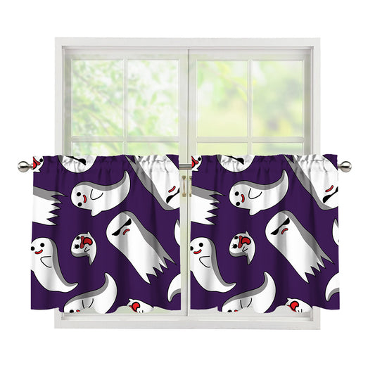 Cartoon Ghost Pattern Print Tier Curtains