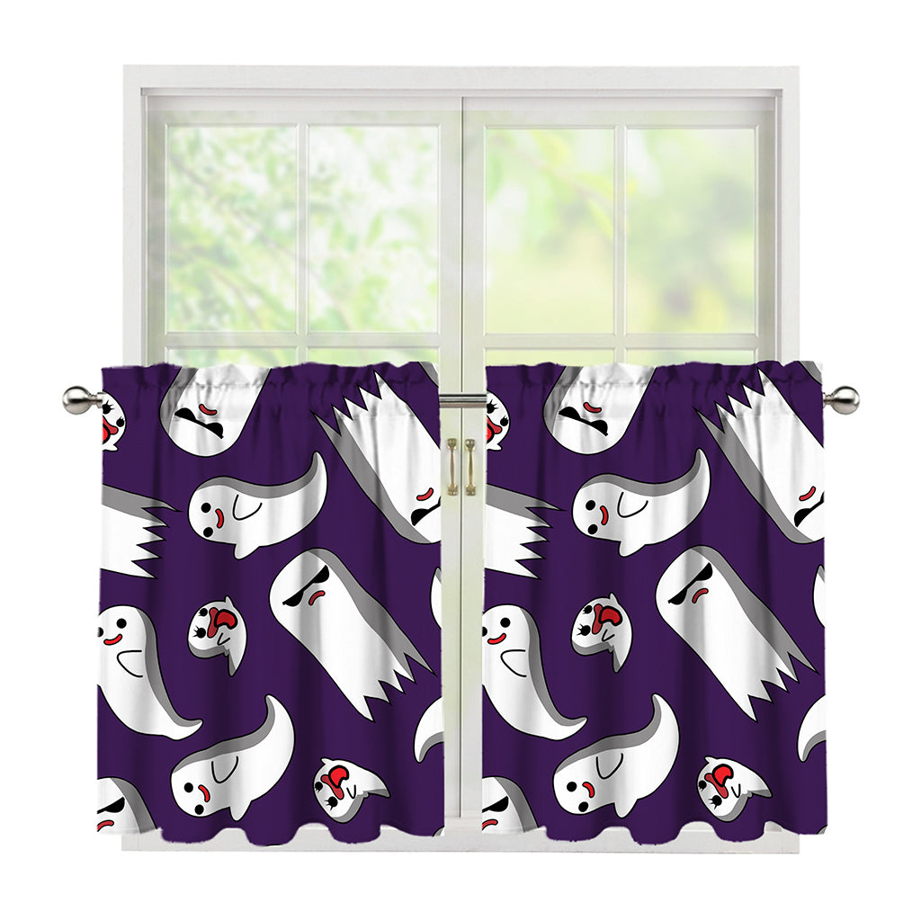 Cartoon Ghost Pattern Print Tier Curtains