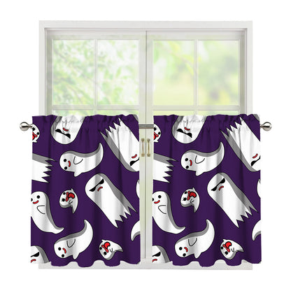 Cartoon Ghost Pattern Print Tier Curtains