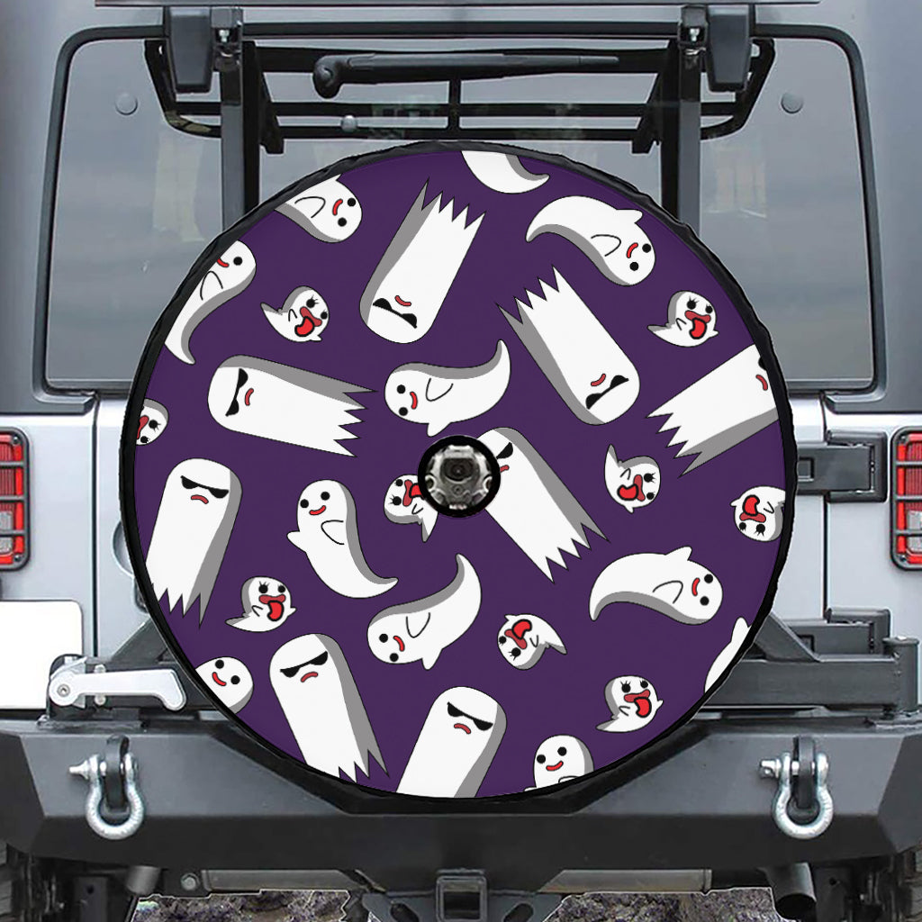 Cartoon Ghost Pattern Print Tire Cover With Camera Hole