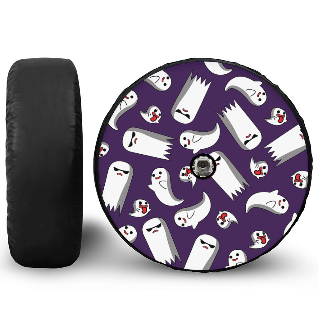 Cartoon Ghost Pattern Print Tire Cover With Camera Hole