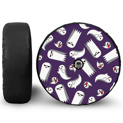 Cartoon Ghost Pattern Print Tire Cover With Camera Hole