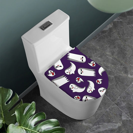 Cartoon Ghost Pattern Print Toilet Lid Cover