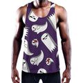 Cartoon Ghost Pattern Print Men's Workout Tank Top