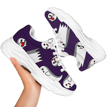 Cartoon Ghost Pattern Print White Chunky Shoes