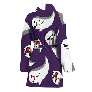 Cartoon Ghost Pattern Print Women's Bathrobe