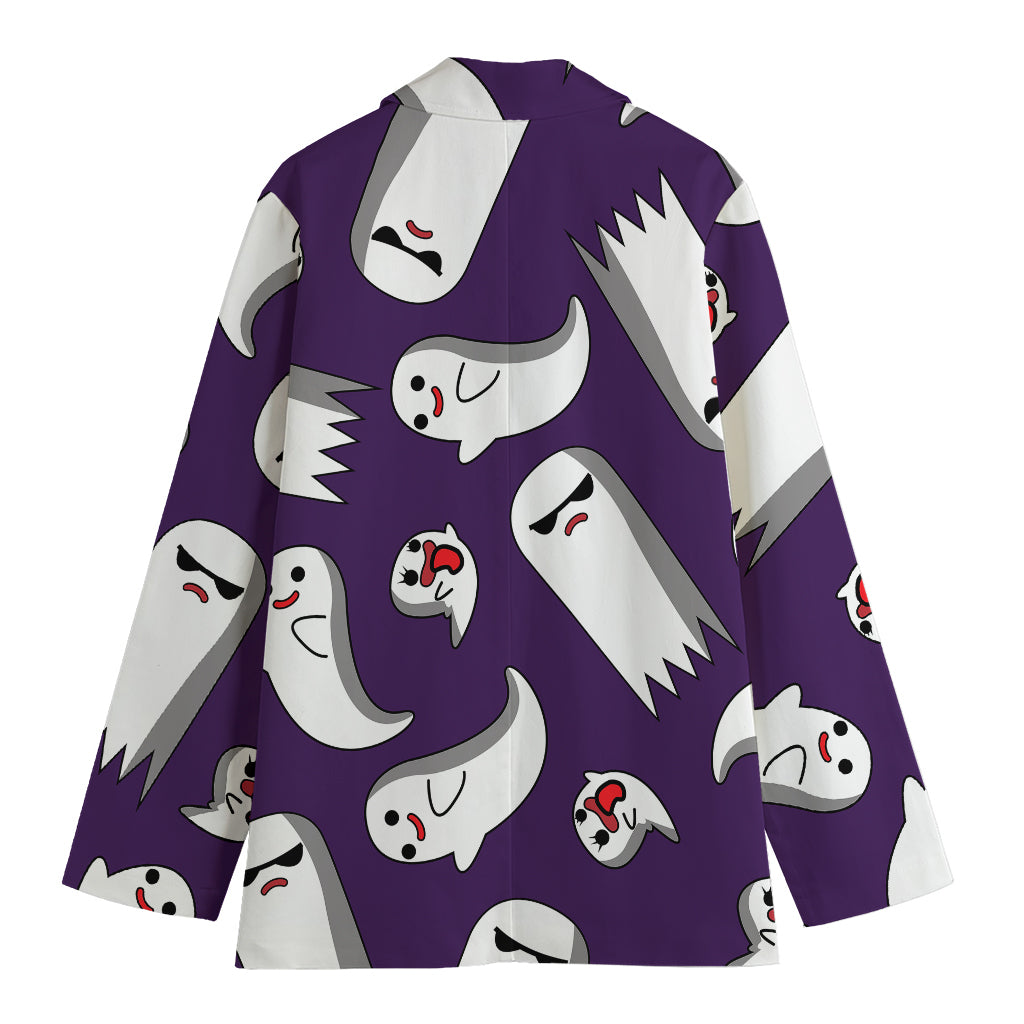 Cartoon Ghost Pattern Print Women's Cotton Blazer