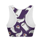 Cartoon Ghost Pattern Print Women's Sports Bra