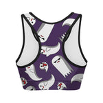 Cartoon Ghost Pattern Print Women's Sports Bra