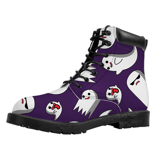 Cartoon Ghost Pattern Print Work Boots