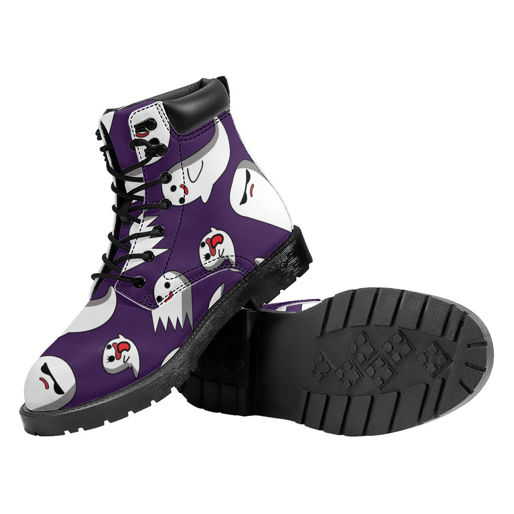 Cartoon Ghost Pattern Print Work Boots
