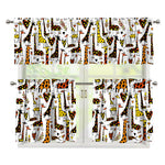 Cartoon Giraffe Pattern Print 3 Piece Kitchen Curtains