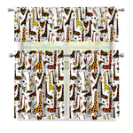 Cartoon Giraffe Pattern Print 3 Piece Kitchen Curtains