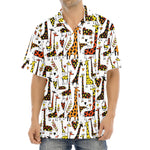 Cartoon Giraffe Pattern Print Aloha Shirt