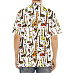 Cartoon Giraffe Pattern Print Aloha Shirt