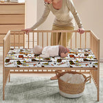 Cartoon Giraffe Pattern Print Baby Crib Sheet