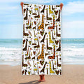 Cartoon Giraffe Pattern Print Beach Towel