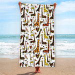 Cartoon Giraffe Pattern Print Beach Towel