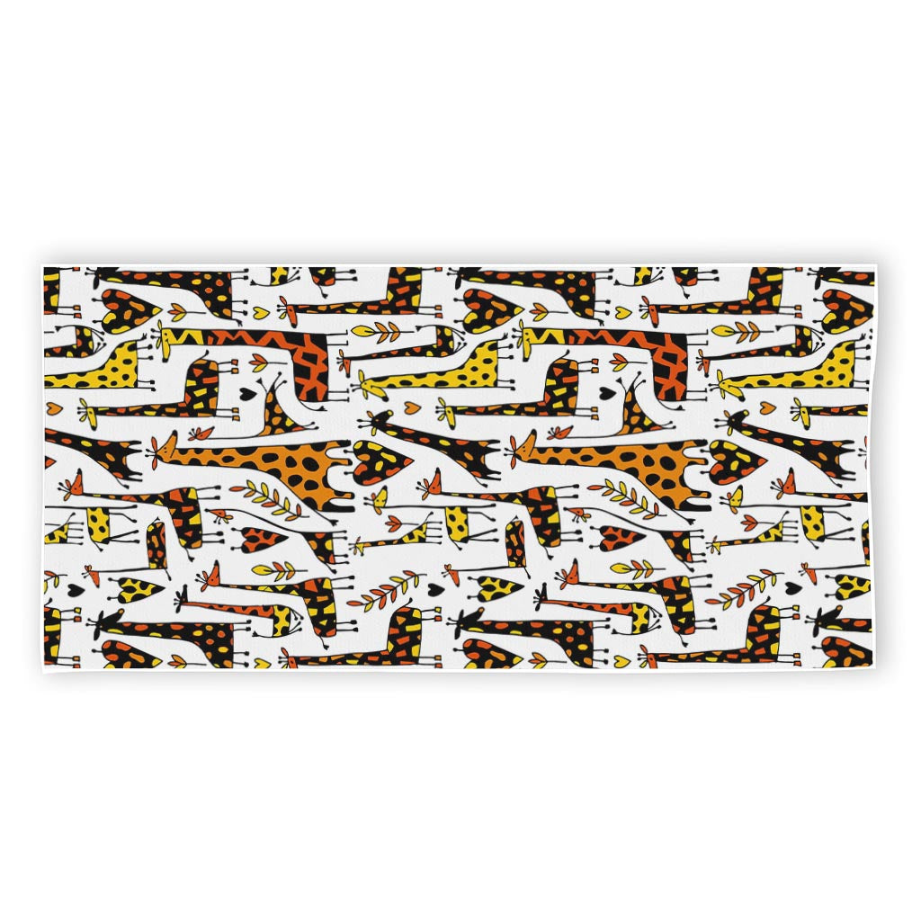 Cartoon Giraffe Pattern Print Beach Towel