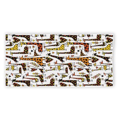 Cartoon Giraffe Pattern Print Beach Towel