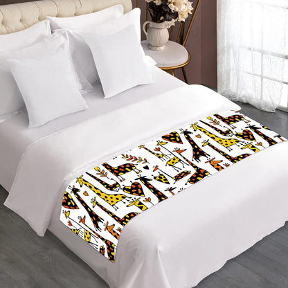 Cartoon Giraffe Pattern Print Bed Runner