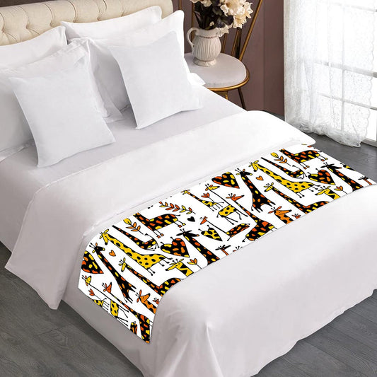 Cartoon Giraffe Pattern Print Bed Runner