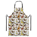 Cartoon Giraffe Pattern Print Bib Apron With Pocket