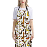 Cartoon Giraffe Pattern Print Bib Apron With Pocket