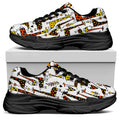 Cartoon Giraffe Pattern Print Black Chunky Shoes