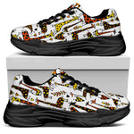 Cartoon Giraffe Pattern Print Black Chunky Shoes
